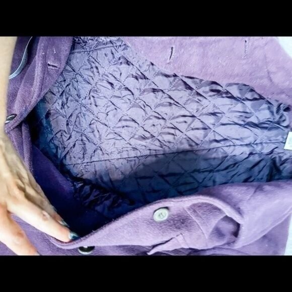 J. Crew Purple Wool Peacoat Jacket Accent Front Pockets Size Medium - Picture 7 of 9